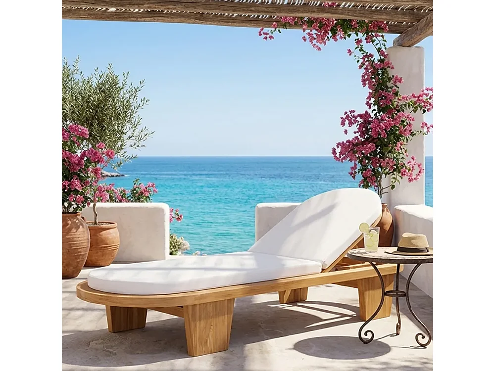 Tempo Style - Chaise longue ovale avec coussin en bois de teck – Sumba
