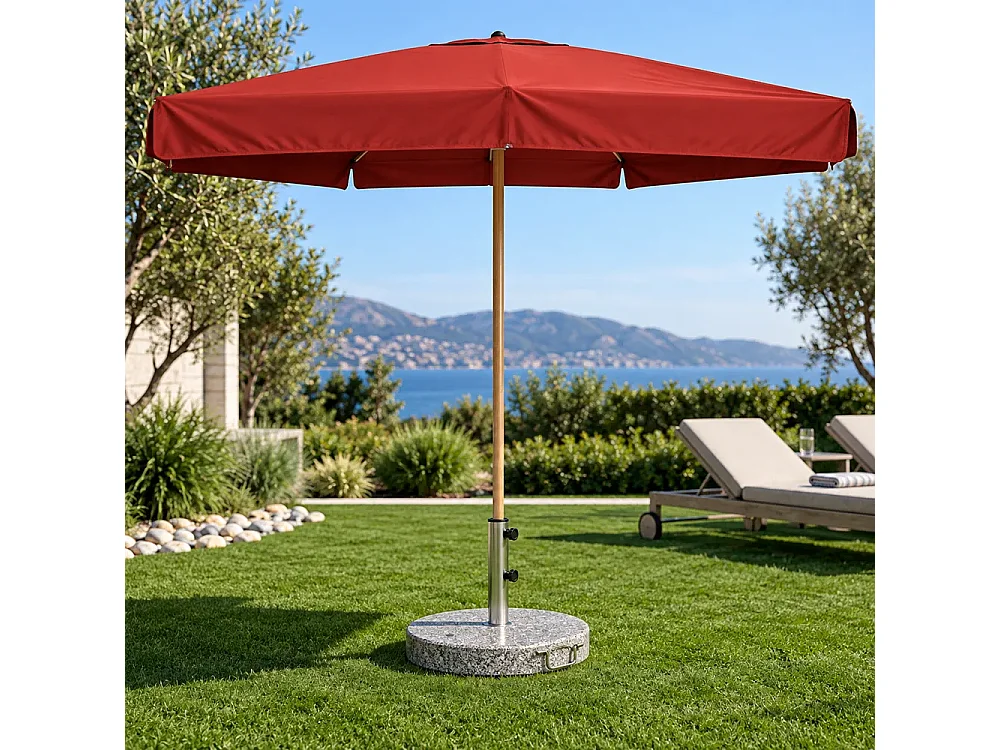 Tempo Style - Pied de parasol effet granit avec roulettes et poignée | Support central pour parasol, réducteurs pour mâts de Ø 52, 48 et 36 mm
