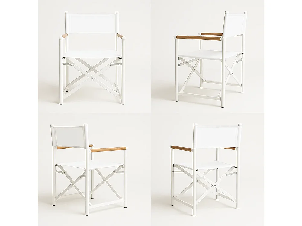 Tempo Style - Set 2 Sedie Regista Pieghevoli FELLINI | Struttura in Alluminio e Textilene Verniciata a Polvere con Inserti Legno | 87 x 56 x 45cm