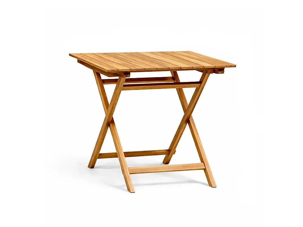Tempo Style - Tavolo Pieghevole 80×80 cm in Teak per Esterno Burraco