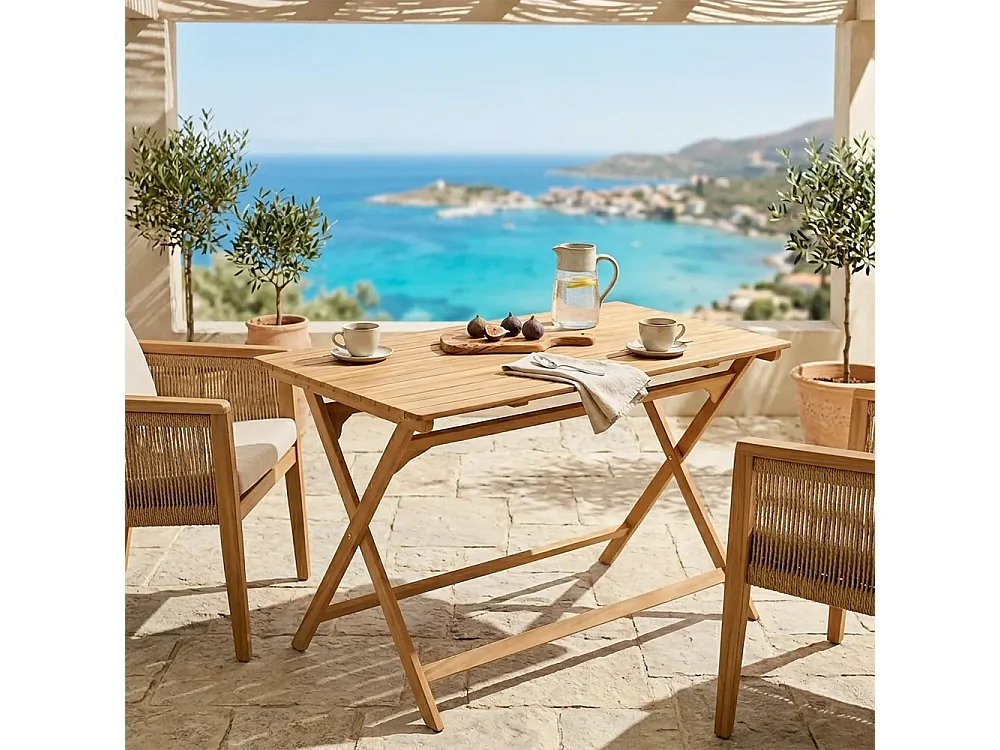 Tempo Style - Tavolo Pieghevole da Giardino in Legno Teak Massello Rettangolare – Banchetto
