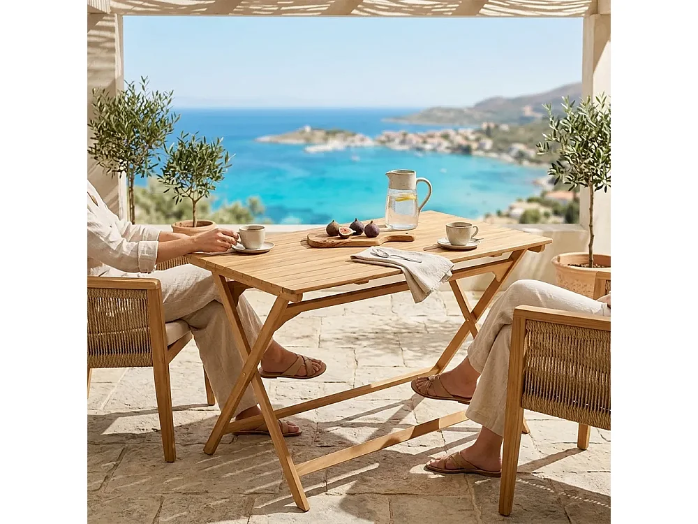 Tempo Style - Tavolo Pieghevole da Giardino in Legno Teak Massello Rettangolare – Banchetto