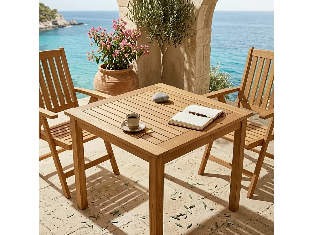 Tempo Style - Tavolo Quadrato 80×80 cm da Giardino in Teak Bistrot