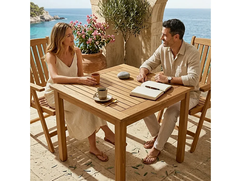 Tempo Style - Tavolo Quadrato 80×80 cm da Giardino in Teak Bistrot