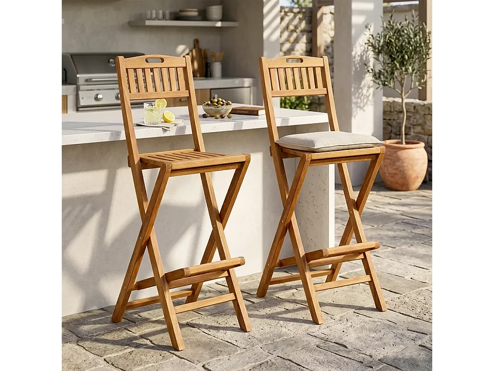 Tempo Style - Set di 2 Sgabelli pieghevoli da esterno in Legno Teak
