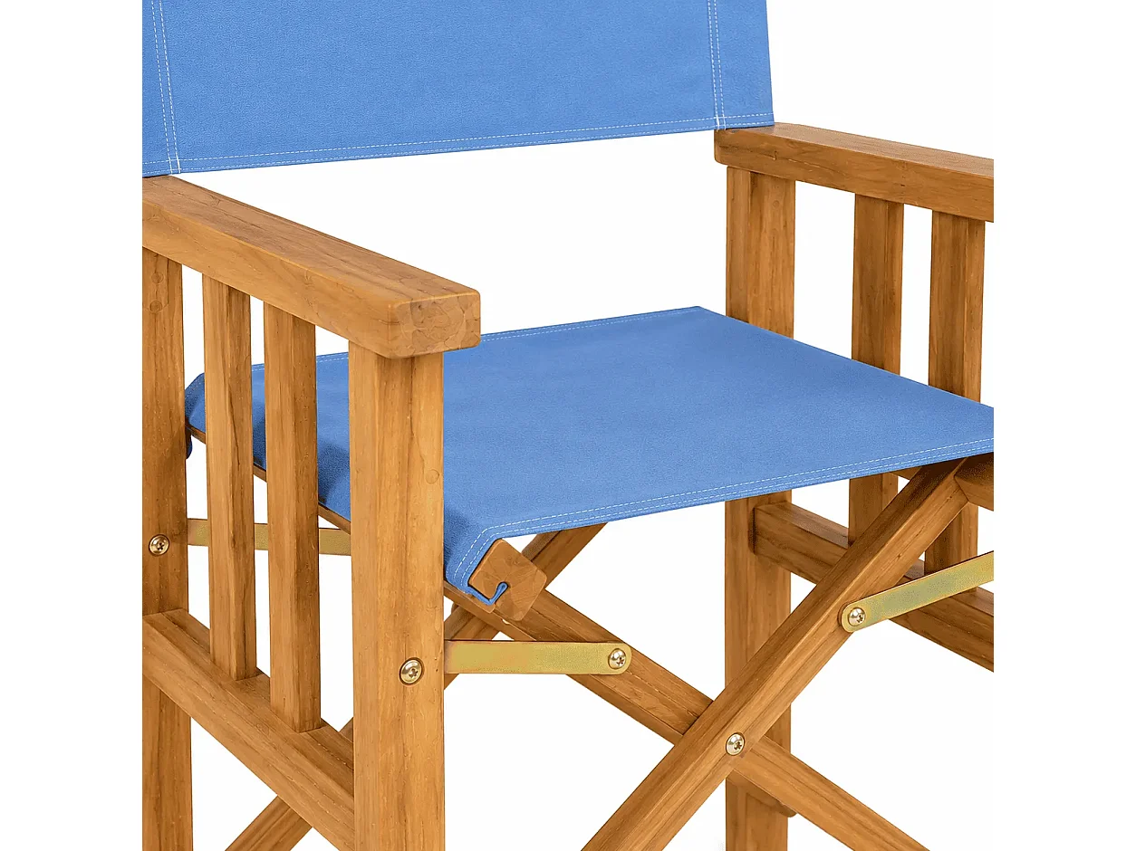 Tempo Style - Sedia Regista pieghevole Cannes in Legno Teak e Tela Azzurra