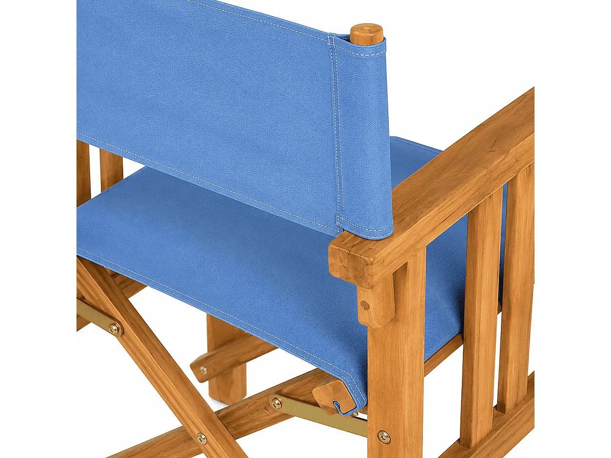 Tempo Style - Sedia Regista pieghevole Cannes in Legno Teak e Tela Azzurra