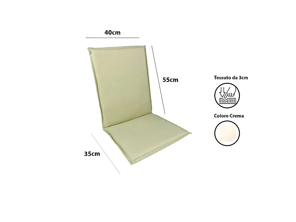 Tempo Style - Cuscino crema per Sedia da Giardino