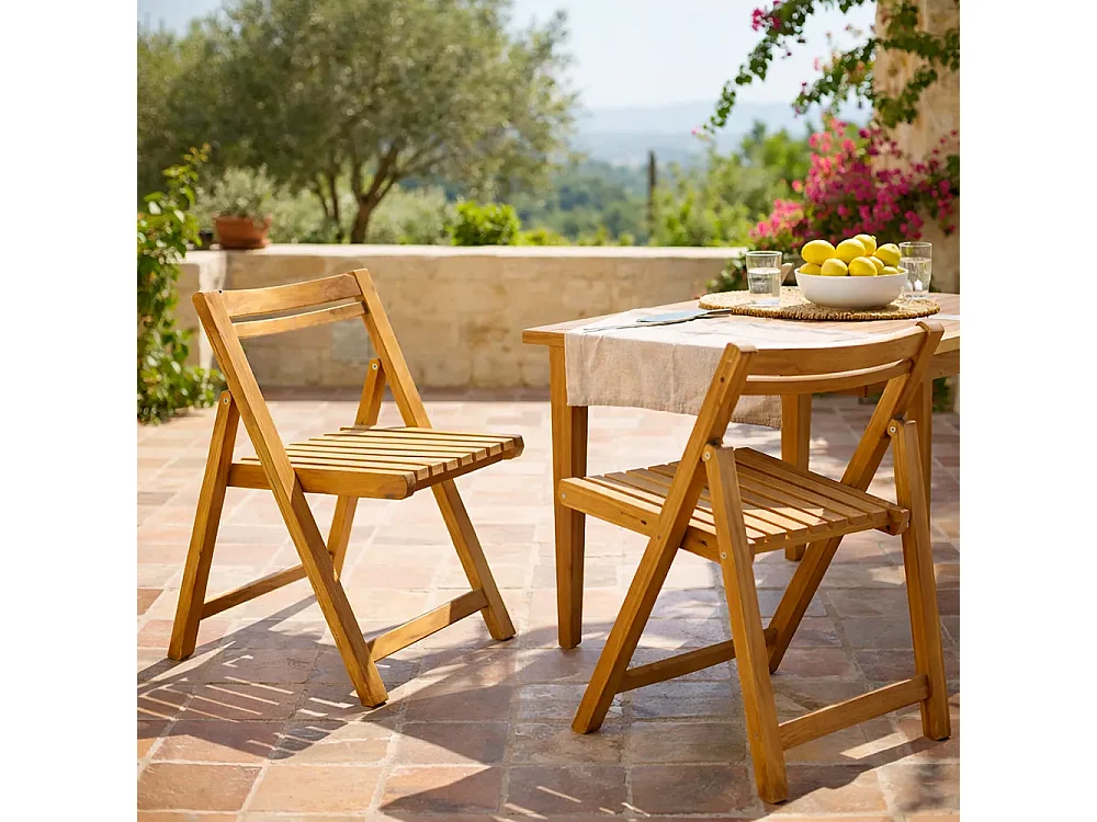 Tempo Style - Set di 2 Sedie Pieghevoli in Legno Teak – Silla