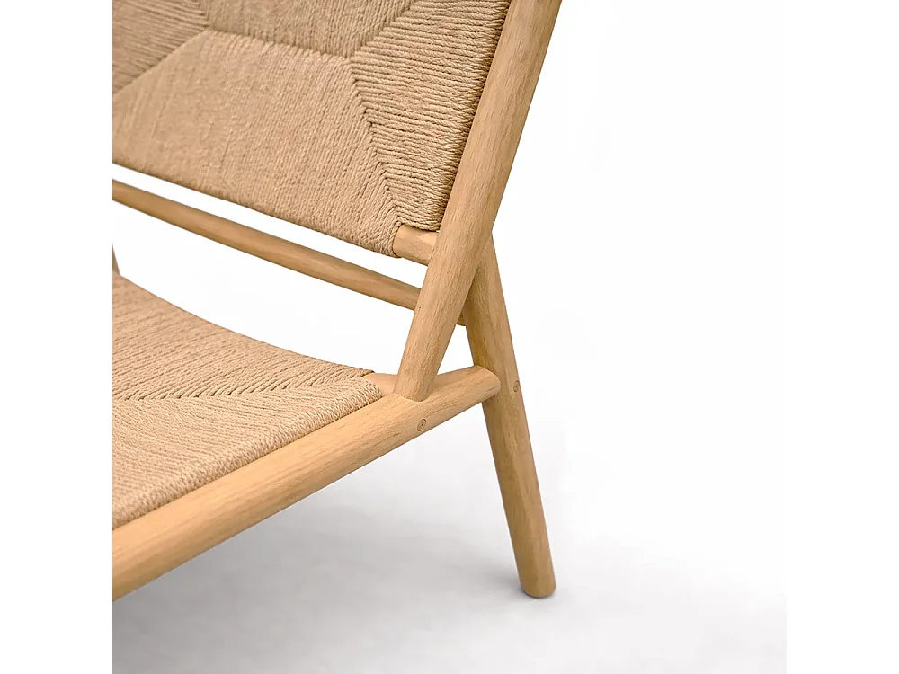 Tempo Style - Sedia da Giardino in Legno Teak KORA | Poltrona Outdoor con Intreccio in Corda | Sedia da Esterno per Terrazzo e Giardino | 85x55x56 cm