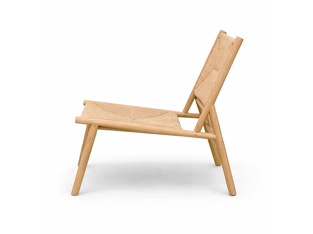 Tempo Style - Sedia da Giardino in Legno Teak KORA | Poltrona Outdoor con Intreccio in Corda | Sedia da Esterno per Terrazzo e Giardino | 85x55x56 cm