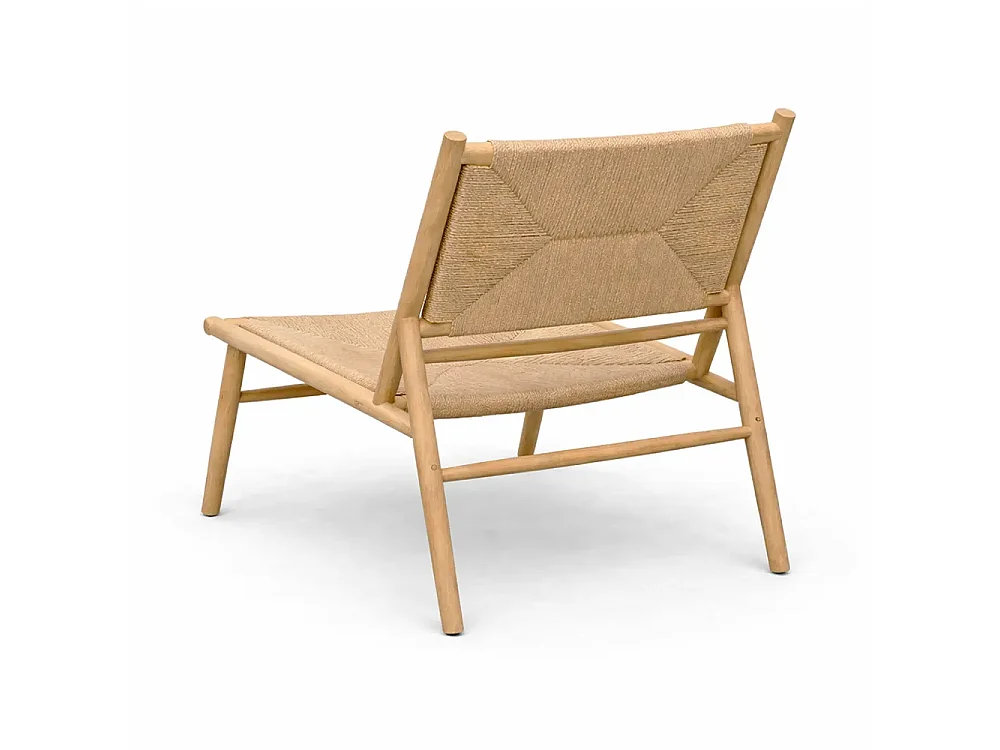 Tempo Style - Sedia da Giardino in Legno Teak KORA | Poltrona Outdoor con Intreccio in Corda | Sedia da Esterno per Terrazzo e Giardino | 85x55x56 cm