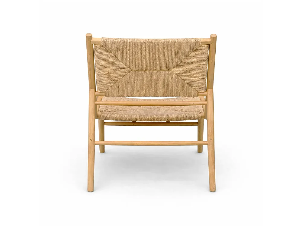 Tempo Style - Sedia da Giardino in Legno Teak KORA | Poltrona Outdoor con Intreccio in Corda | Sedia da Esterno per Terrazzo e Giardino | 85x55x56 cm