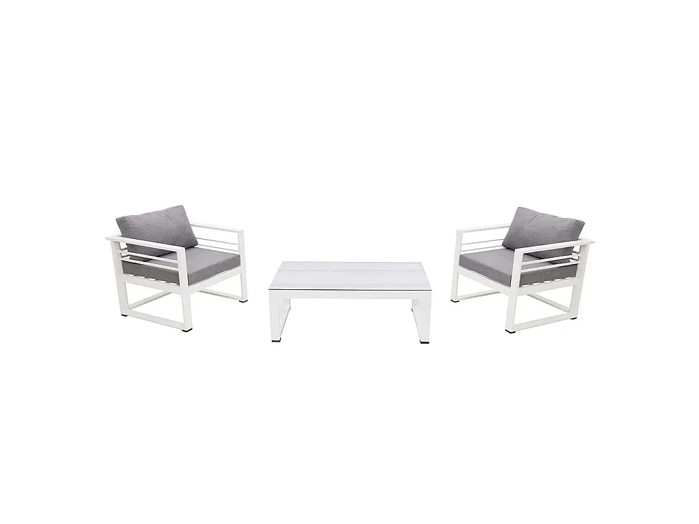 Tempo Style - Due Poltrone e Tavolino Leros Grigio/Bianco