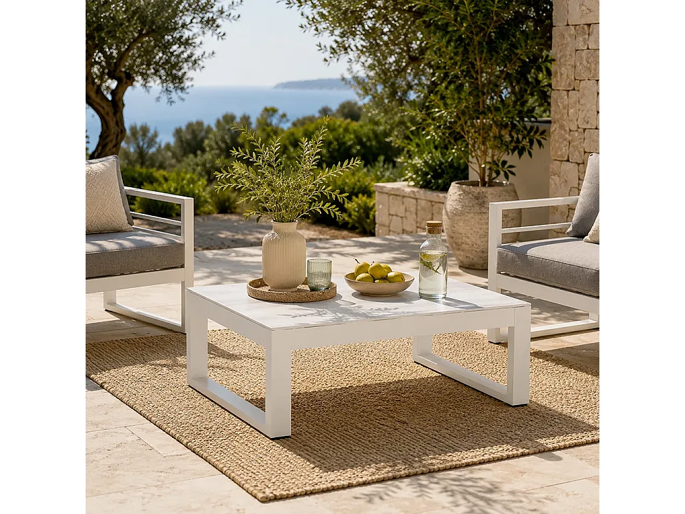 Tempo Style - Due Poltrone e Tavolino Leros Grigio/Bianco