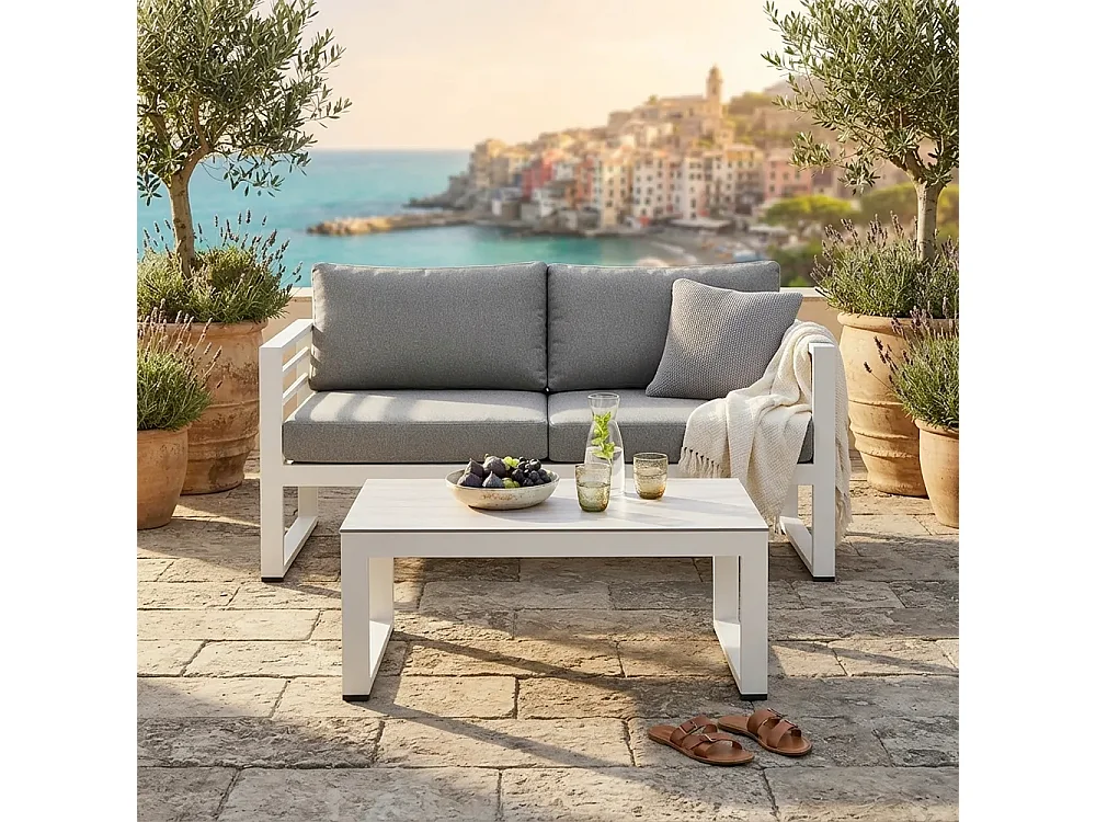 Tempo Style - Divano Leros Grigio/Bianco (2 Posti)