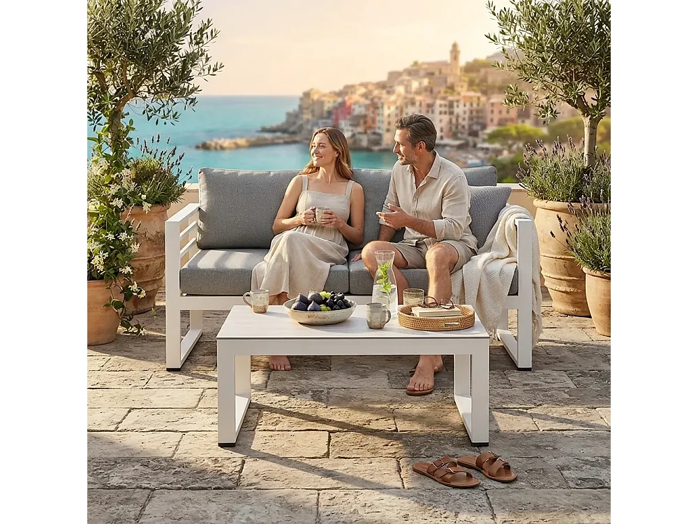 Tempo Style - Divano Leros Grigio/Bianco (2 Posti)