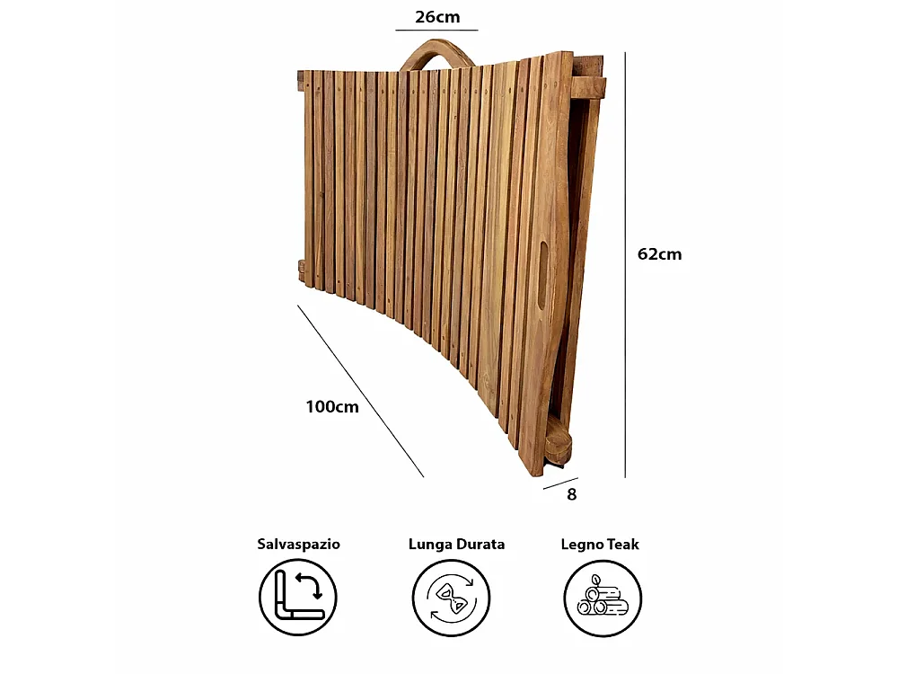 Tempo Style - Lettino Prendisole Pieghevole in Legno Teak Paraiso