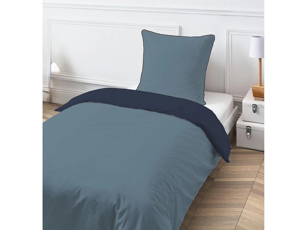 Parure de lit simple bicolore 140x200cm