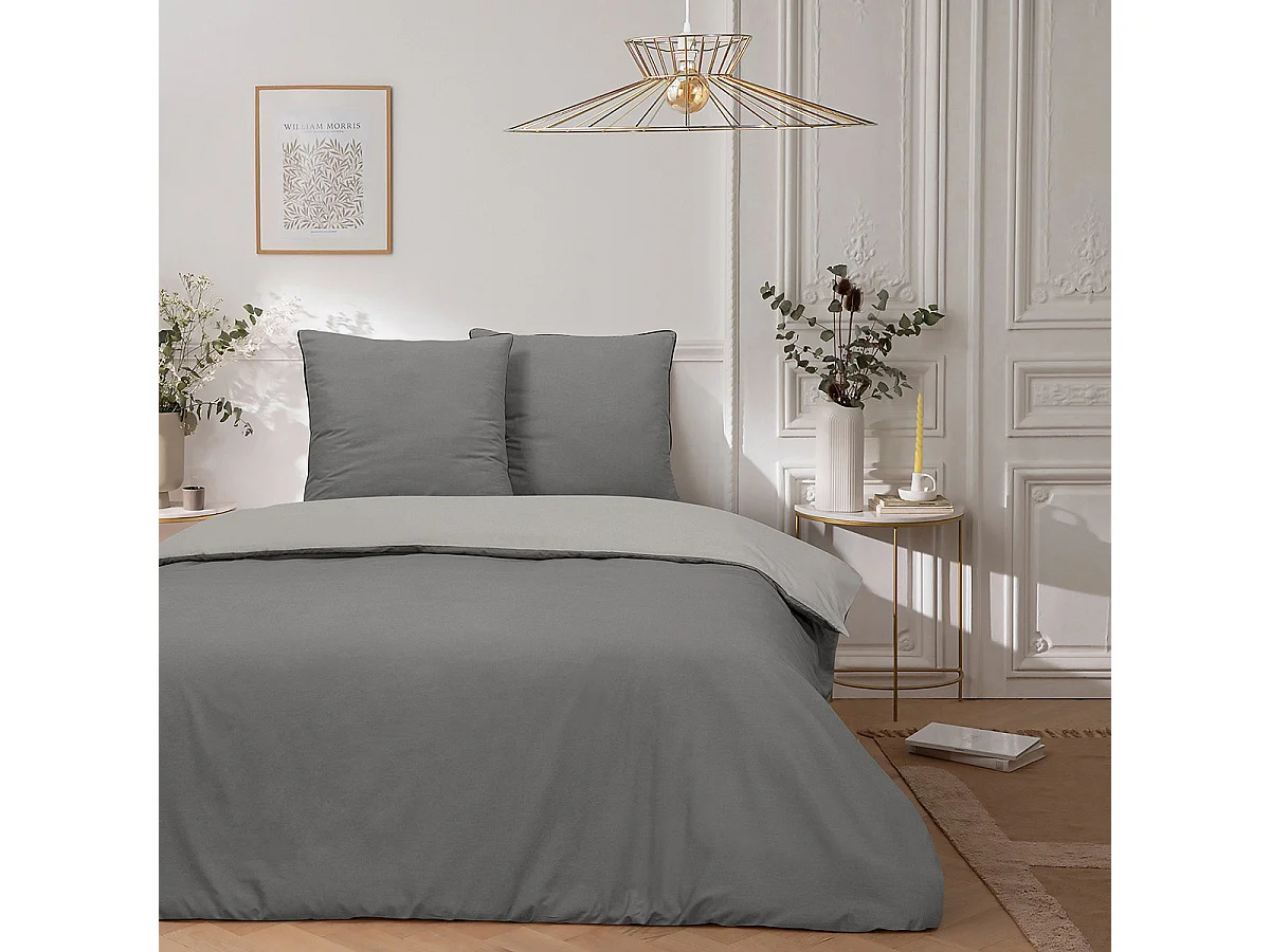 Parure de lit double bicolore 260x240cm