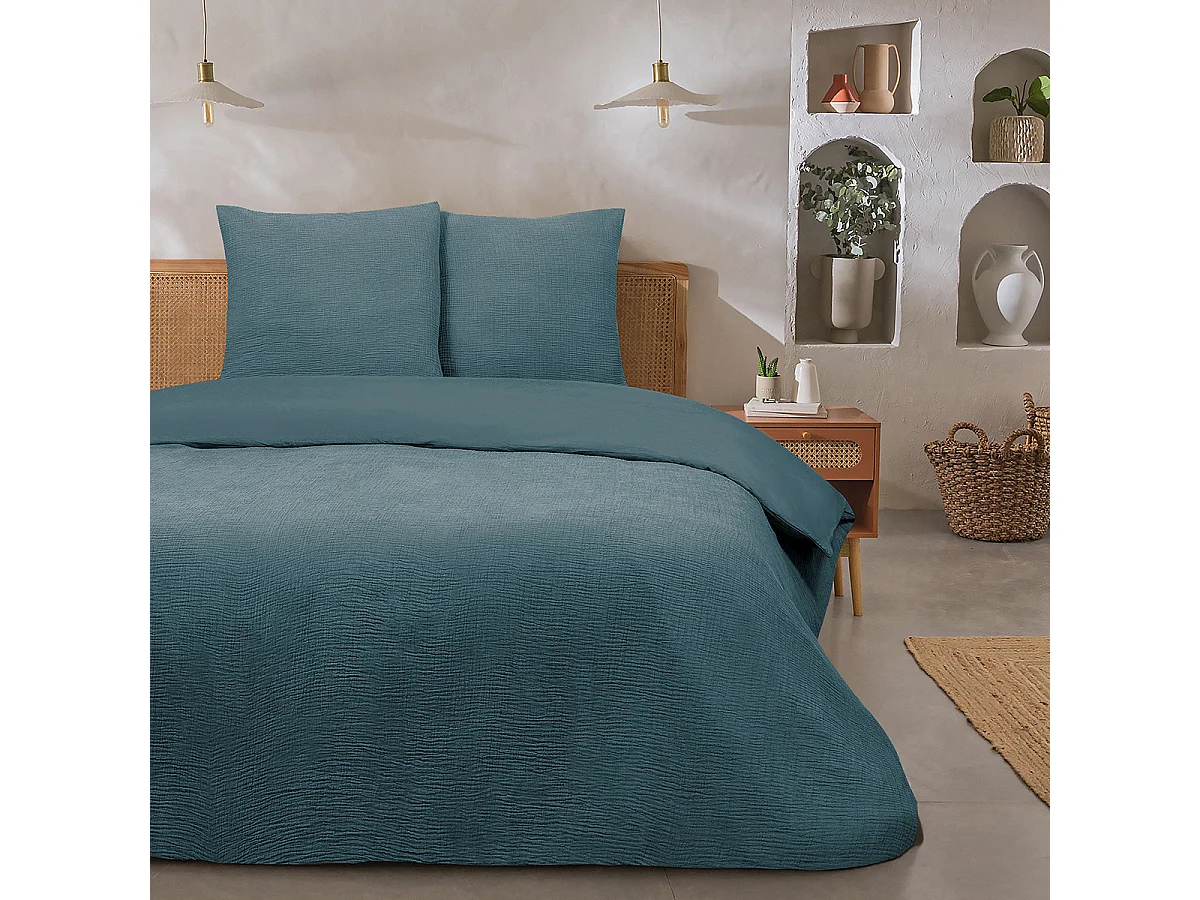 Parure de lit double en gaze de coton 240x220cm