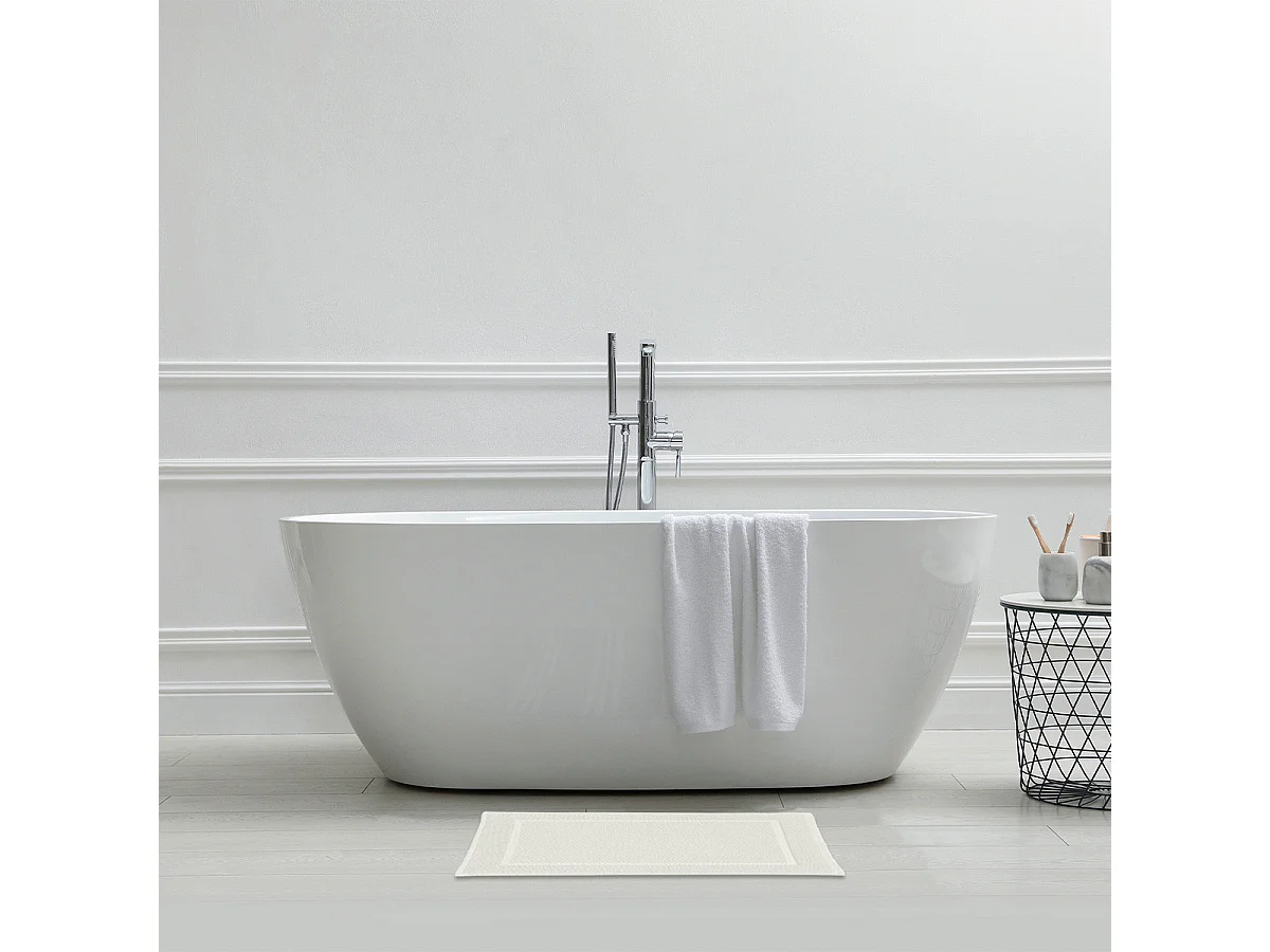Tapis de bain uni en coton éponge Oeko-Tex 50x70cm