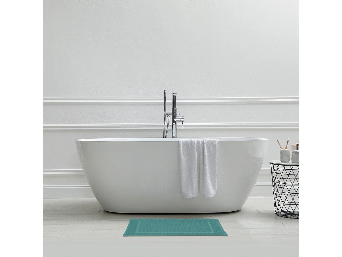 Tapis de bain uni en coton éponge Oeko-Tex 50x70cm