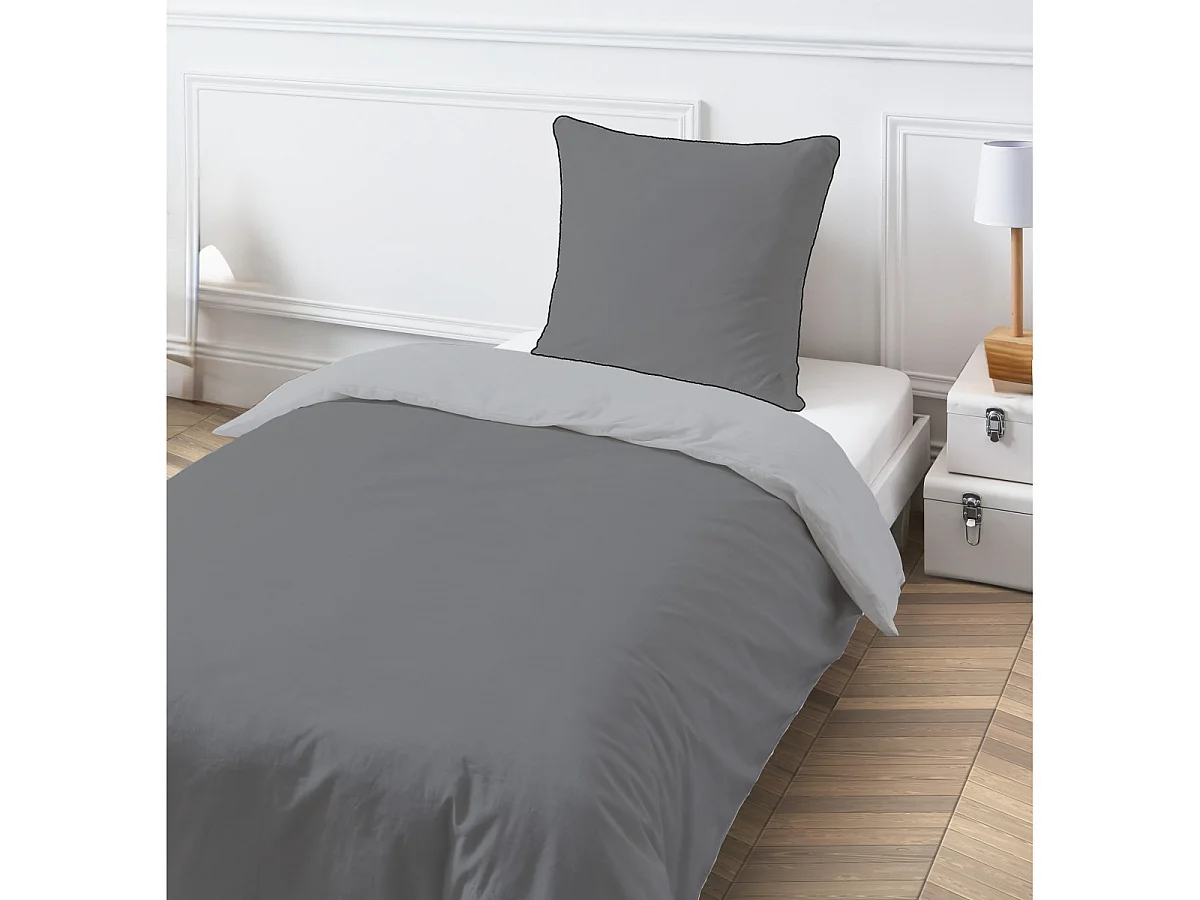 Parure de lit simple bicolore 140x200cm