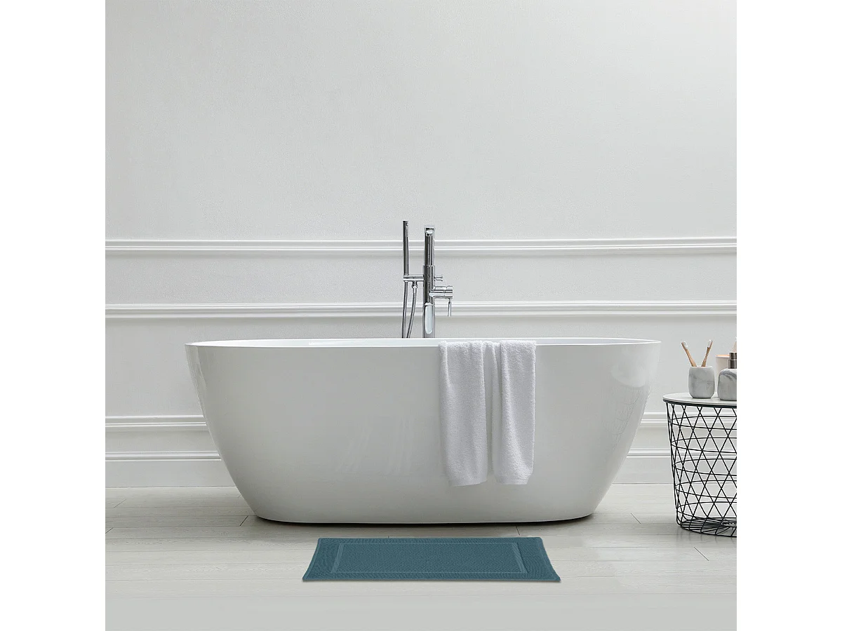 Tapis de bain uni en coton éponge Oeko-Tex 50x70cm