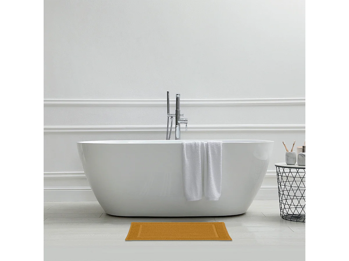 Tapis de bain uni en coton éponge Oeko-Tex 50x70cm