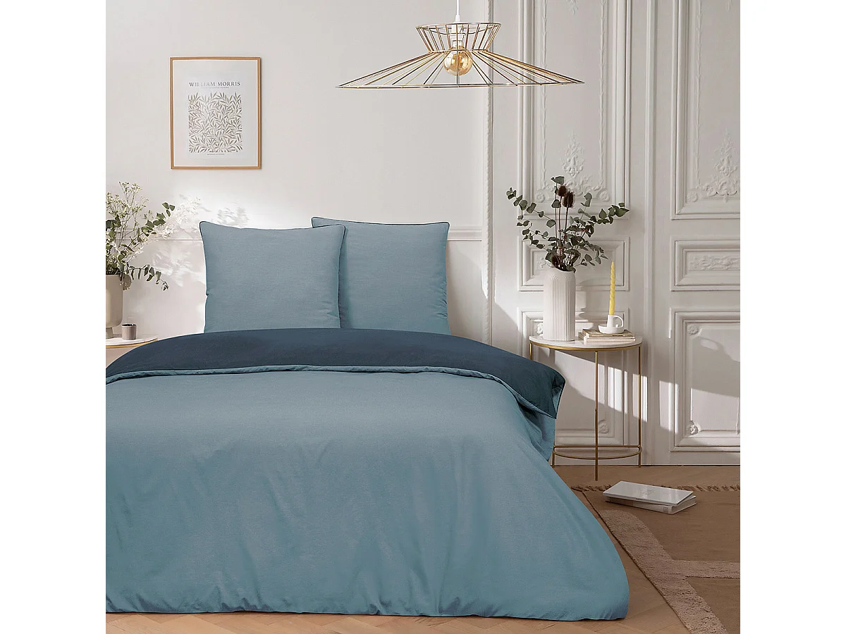 Parure de lit double bicolore 240x220cm