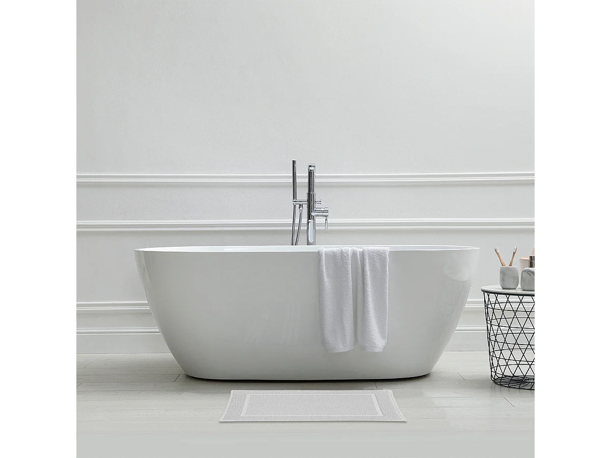 Tapis de bain uni en coton éponge Oeko-Tex 50x70cm