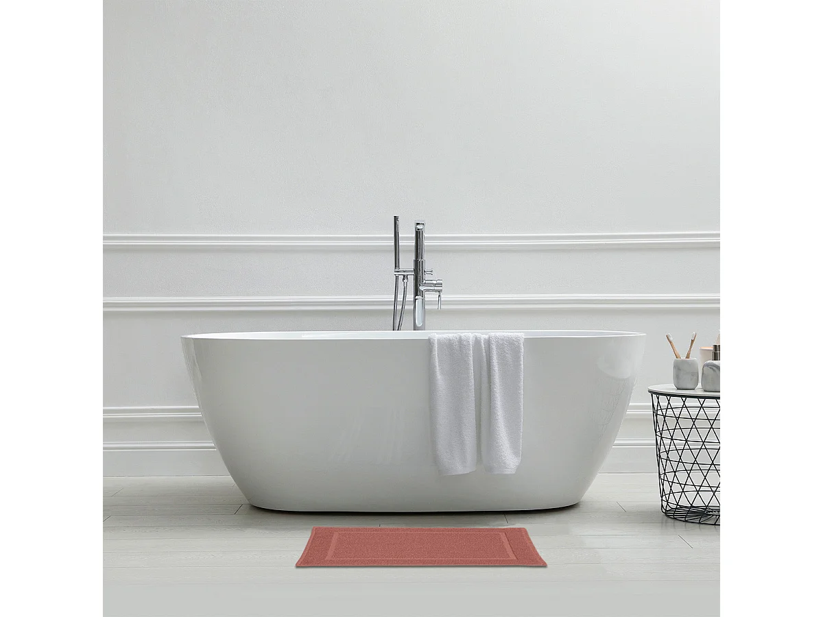 Tapis de bain uni en coton éponge Oeko-Tex 50x70cm