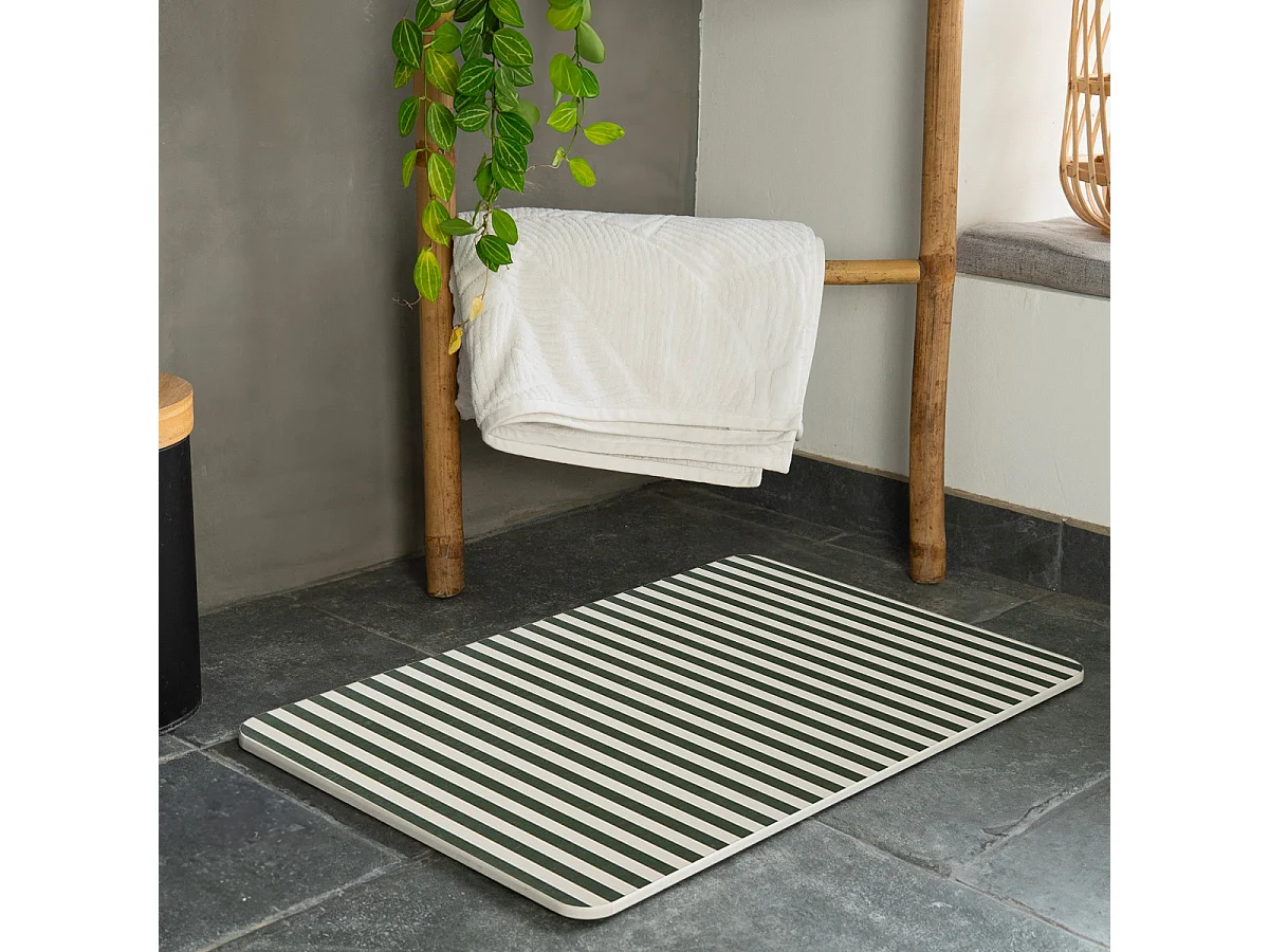 Tapis de bain diatomite à rayures 39x60cm
