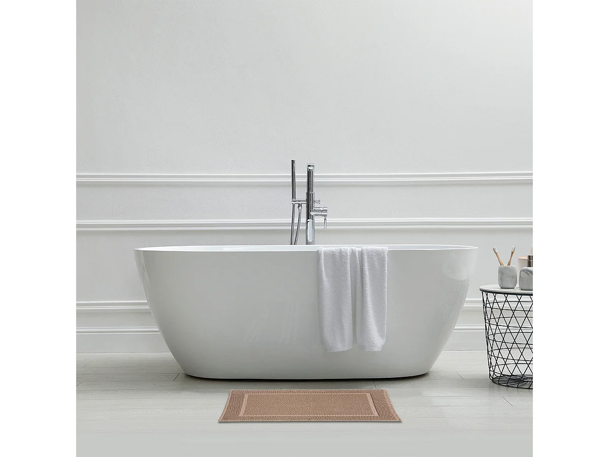 Tapis de bain uni en coton éponge Oeko-Tex 50x70cm