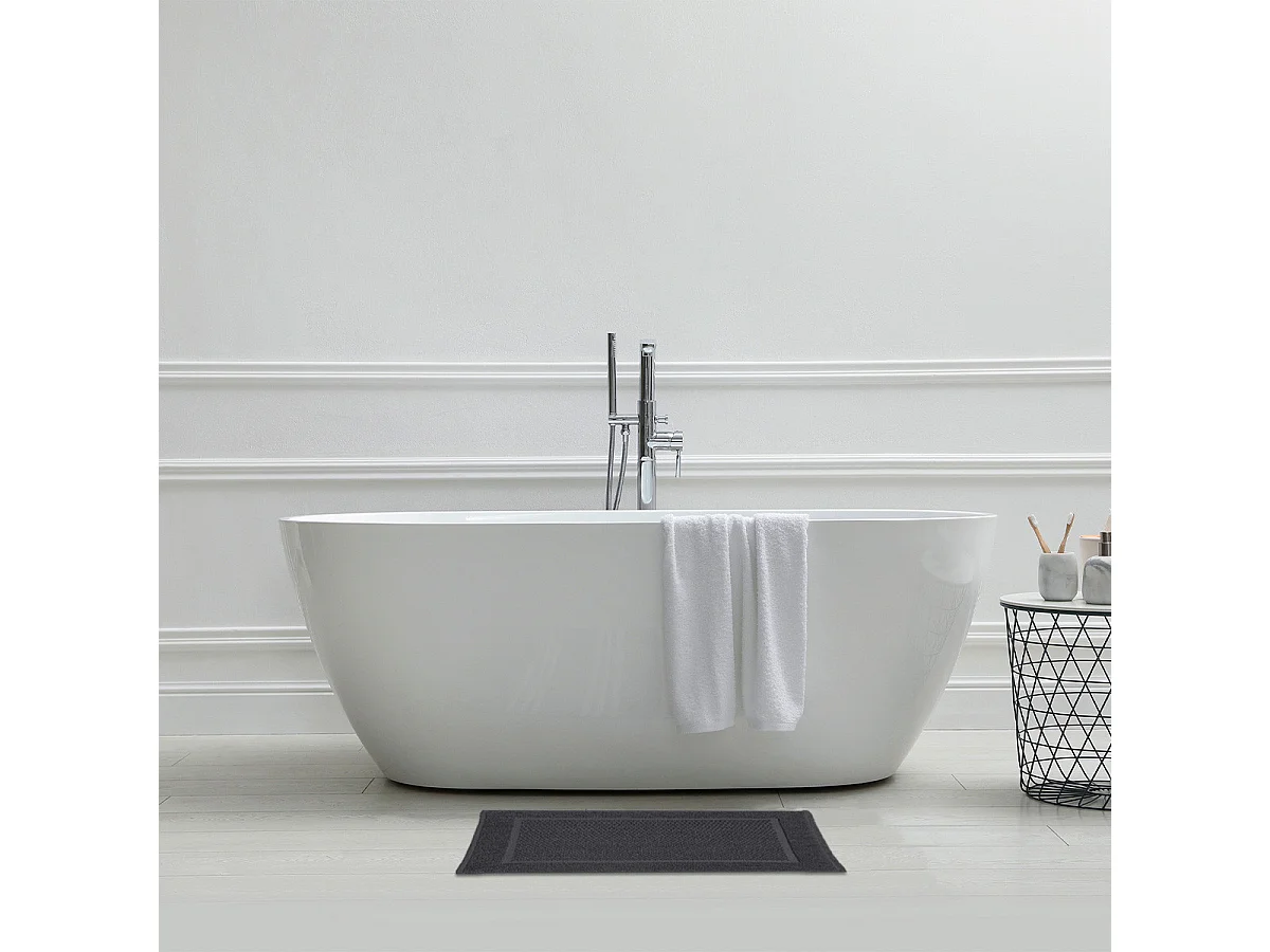 Tapis de bain uni en coton éponge Oeko-Tex 50x70cm
