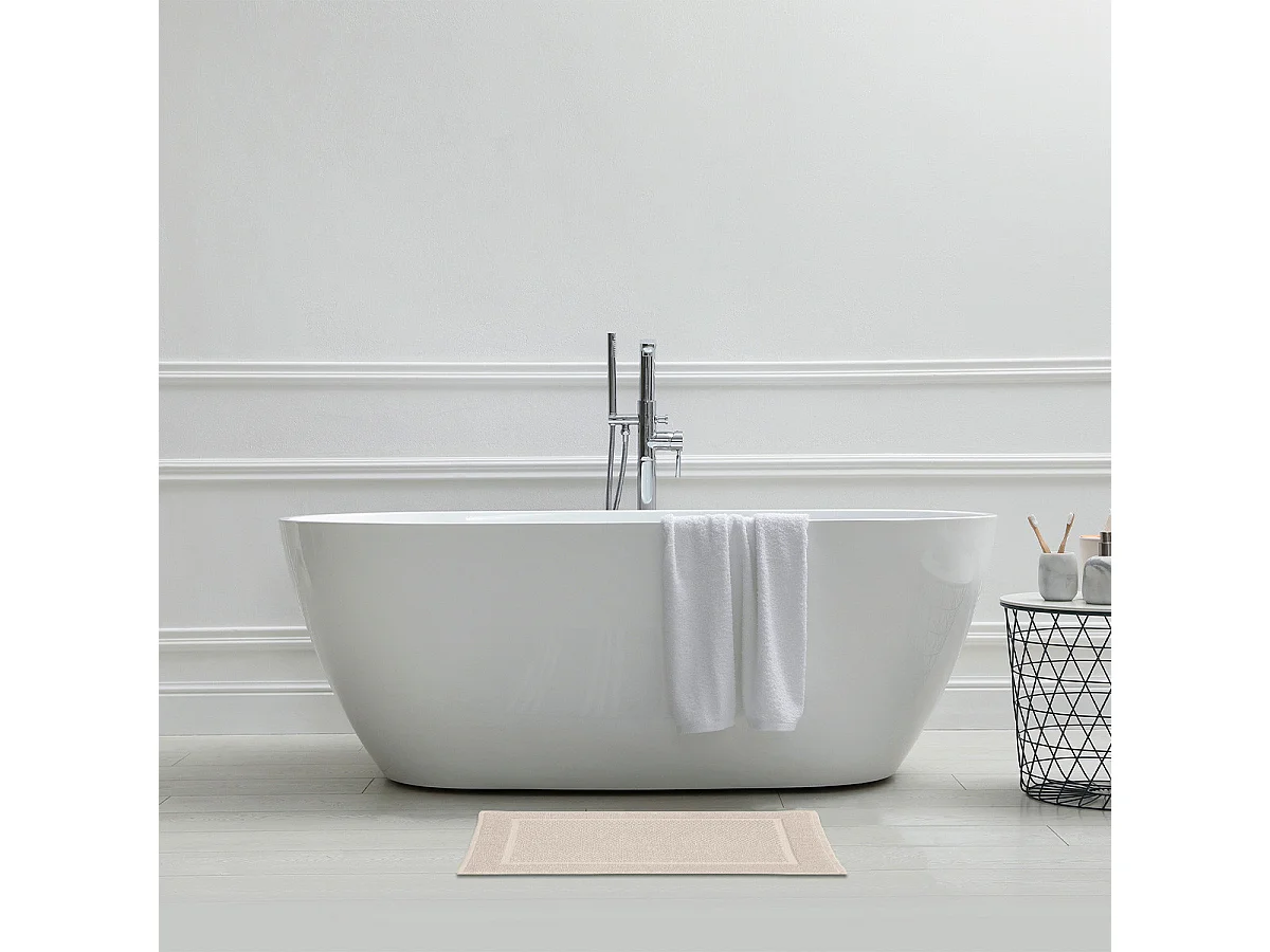 Tapis de bain uni en coton éponge Oeko-Tex 50x70cm
