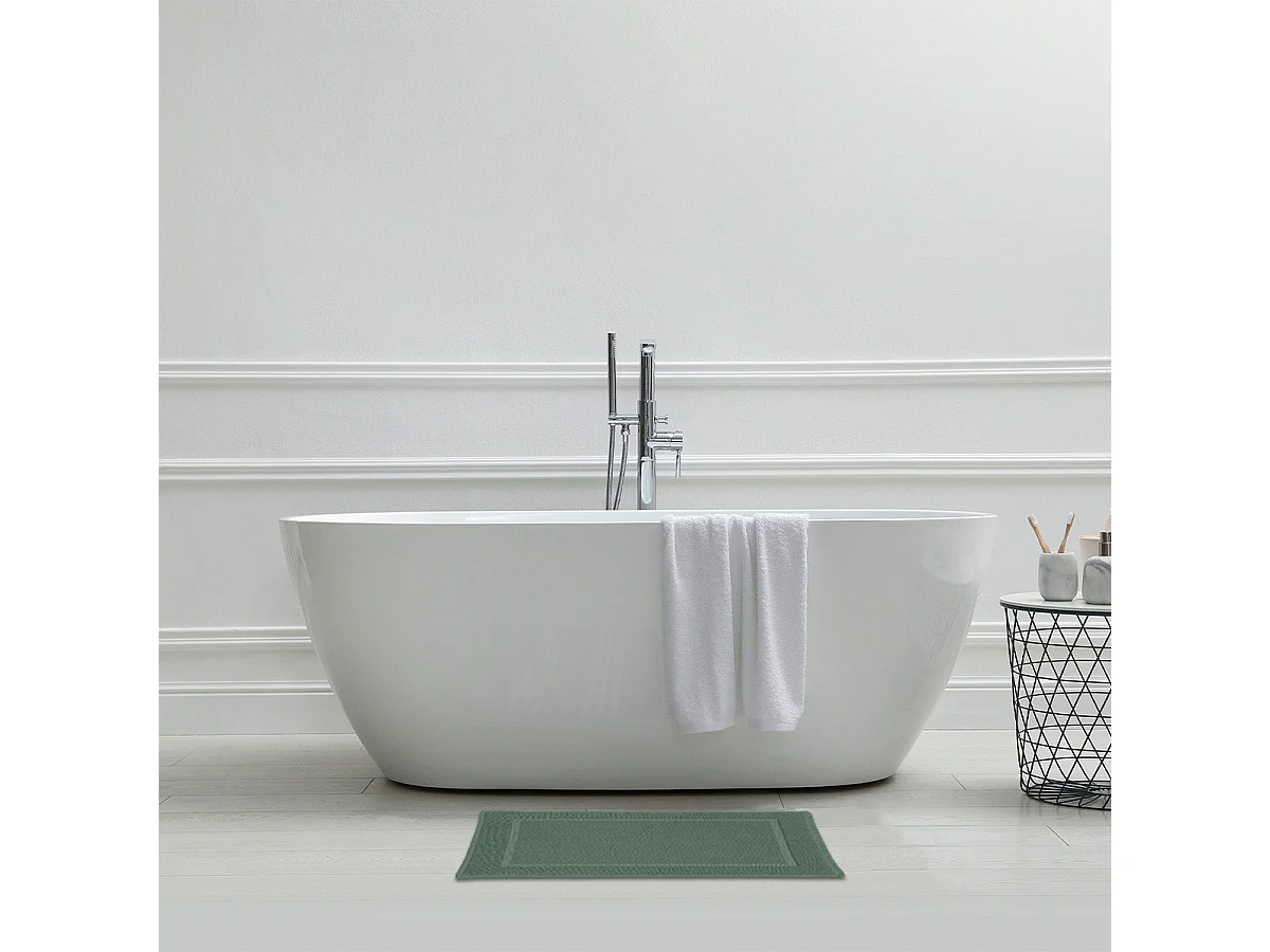Tapis de bain uni en coton éponge Oeko-Tex 50x70cm