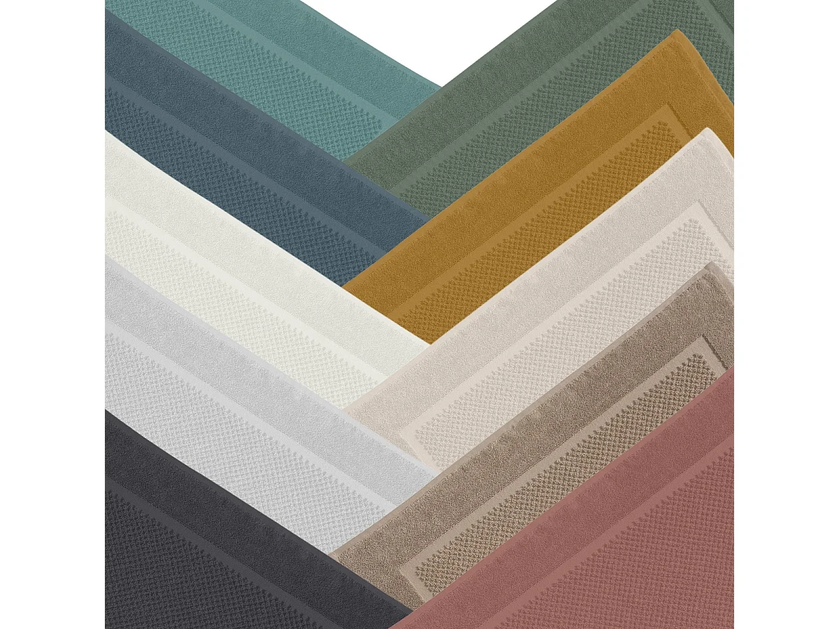 Tapis de bain uni en coton éponge Oeko-Tex 50x70cm