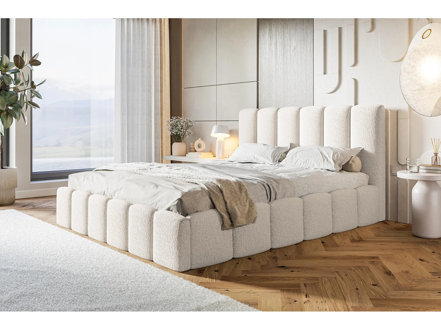 Lit 120x200 - Lit Coffre de Rangement Moderne - Cadre en Métal - Modern Betten Élégant Catch Me -Collection Lucy - Blanc