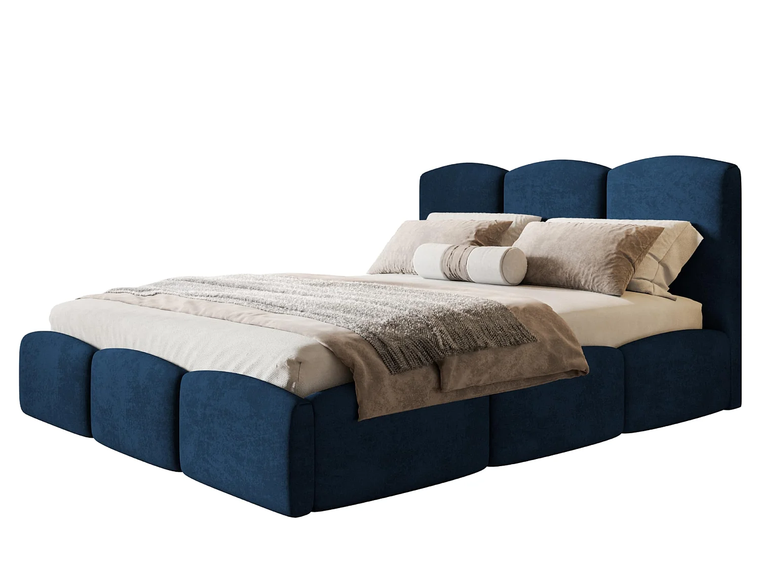 Lit 120x200 - Lit Coffre de Rangement Moderne - Cadre en Bois - Tissu Kronos Lisse - Collection Zoya - Bleu