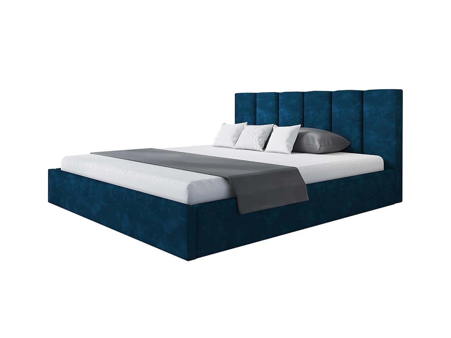 Lit 120x200 - Lit Coffre de Rangement Moderne - Cadre en Métal - Tissu Kronos Lisse - Collection Tokio - Bleu