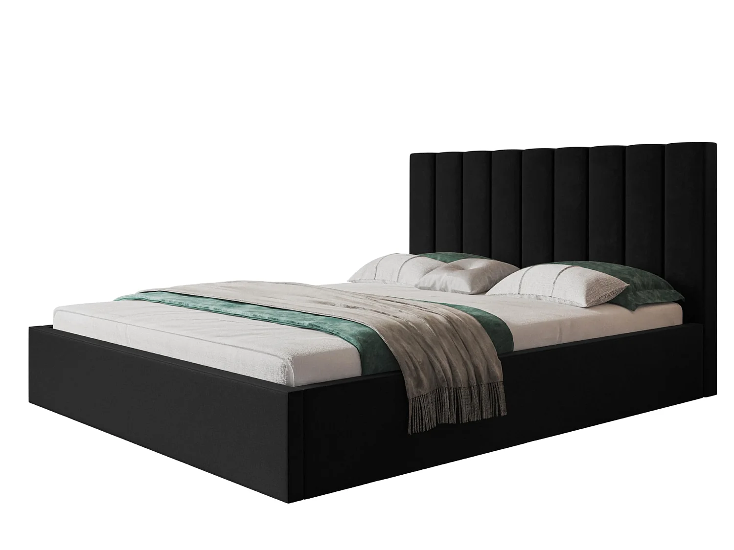 Lit 120x200 - Lit Coffre de Rangement Moderne - Cadre en Bois - Modern Betten Jasmin doux - Collection Sapporo - Noir