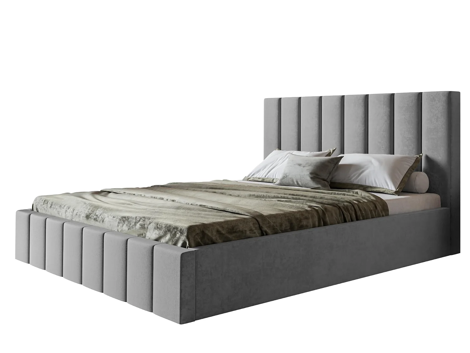 Lit 120x200 - Lit Coffre de Rangement Moderne - Cadre en Bois - Modern Betten Jasmin doux - Collection Toledo - Gris