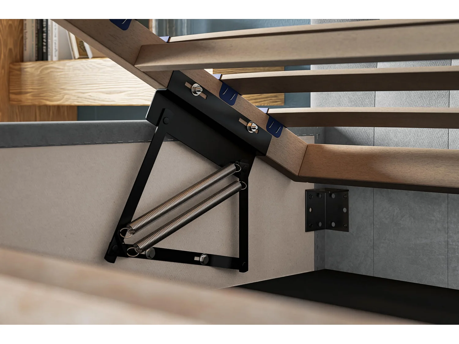 Lit 120x200 - Lit Coffre de Rangement Moderne - Cadre en Bois - Tissu lisse kronos - Collection Rio, Vert