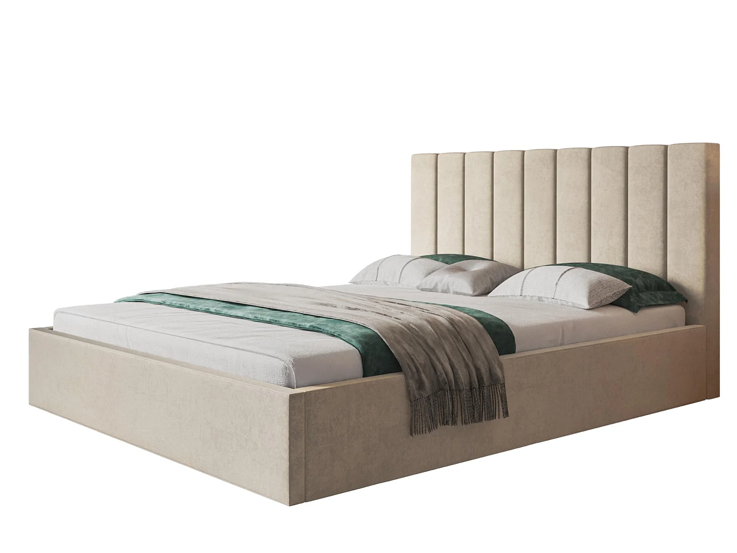 Lit 120x200 - Lit Coffre de Rangement Moderne - Cadre en Bois - Modern Betten Kronos Lisse -Collection Sapporo - Vert