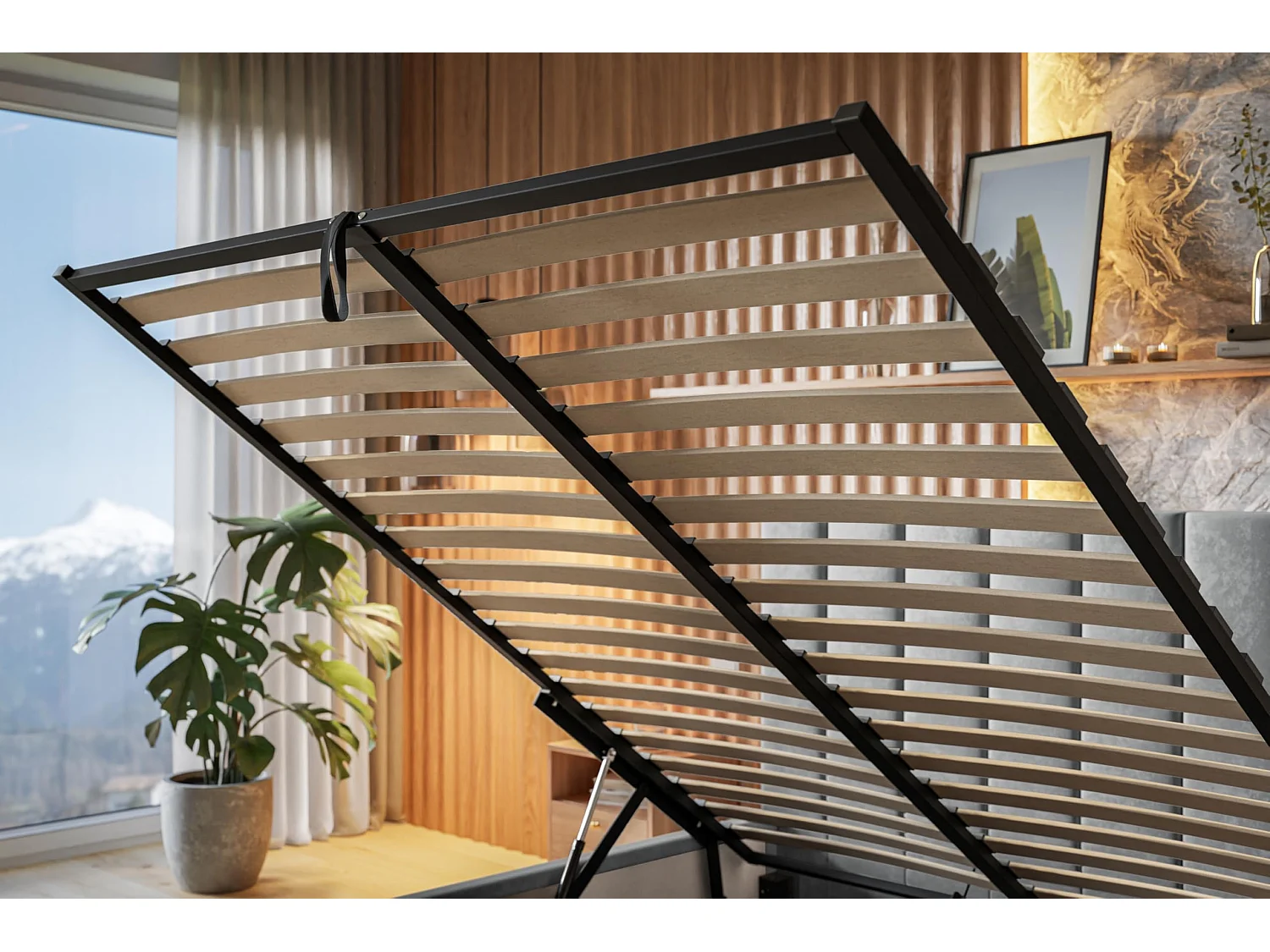 Lit 120x200 - Lit Coffre de Rangement Moderne - Cadre en Métal - Modern Betten Jasmin doux - Collection Toledo - Beige
