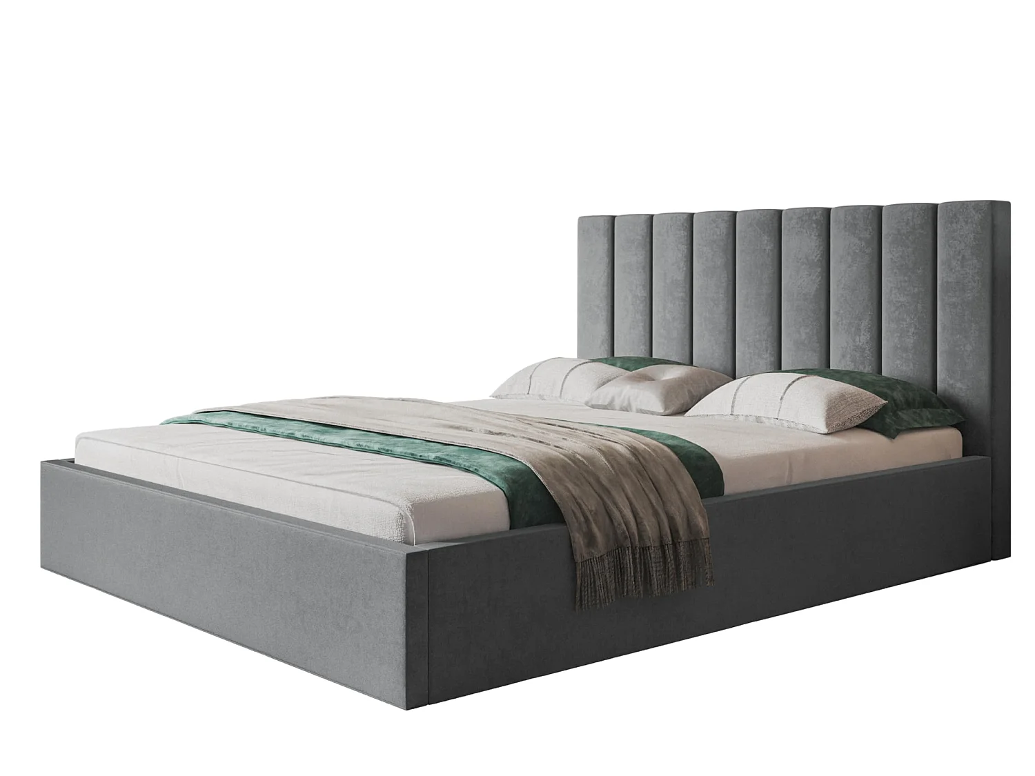 Lit 120x200 - Lit Coffre de Rangement Moderne - Cadre en Métal - Modern Betten Jasmin doux - Collection Sapporo - Gris