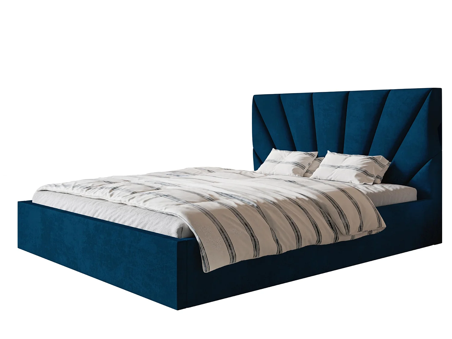 Lit 120x200 - Lit Coffre de Rangement Moderne - Cadre en Bois - Tissu lisse kronos - Collection Denver, Bleu