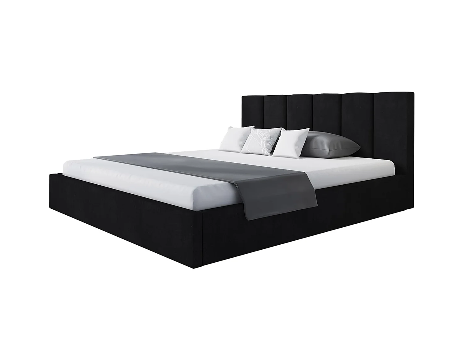 Lit 120x200 - Lit Coffre de Rangement Moderne - Cadre en Métal - Tissu Jasmin doux - Collection Tokio - Noir
